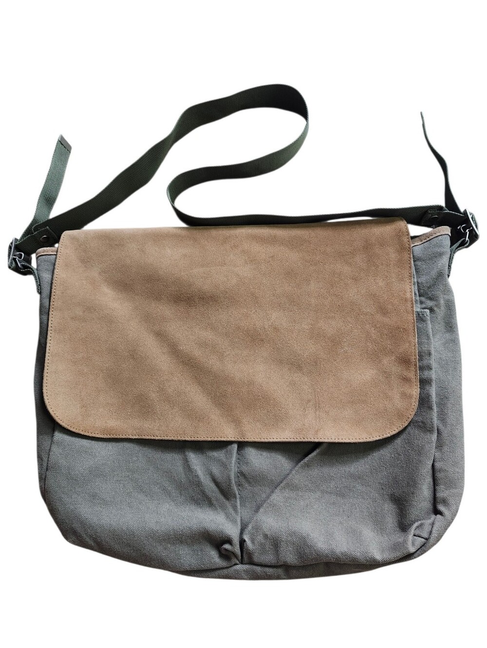 GAP Olive Army Green Canvas Suede Messenger Bag Vintage Y2K 2002